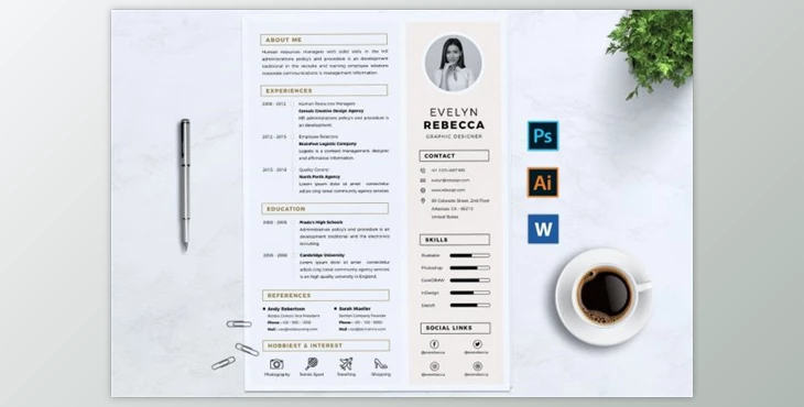 Download Minimalist CV Resume Vol. 03 (AI, EPS, PSD)