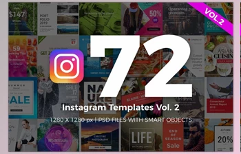 Download 72 Instagram Templates Vol.2 <span class='badge badge-warning'>CreativeMarket-2267209</span> (JPG, PSD)