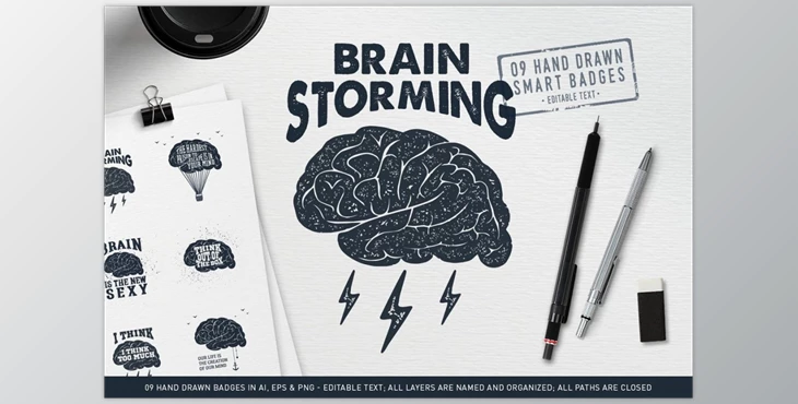 Download BrainStorming. 09 Smart Badges CreativeMarket-2339637 (EPS, PNG, AI)