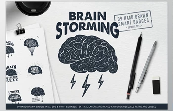 Download BrainStorming. 09 Smart Badges CreativeMarket-2339637 (EPS, PNG, AI)