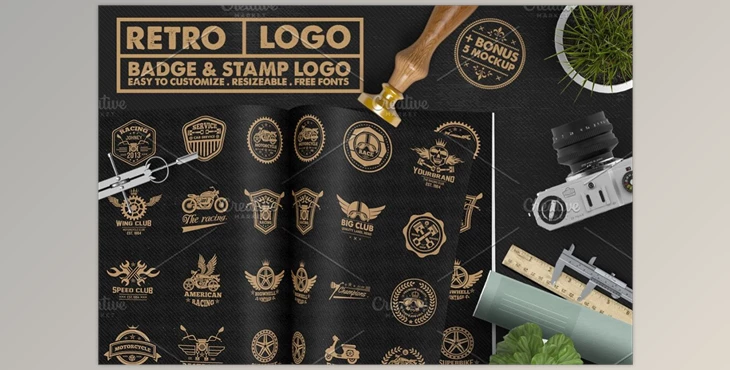 Download Race Badge & Stamp Logo & 5 Mockup CreativeMarket-2345984 (XMP)