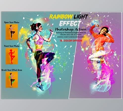 Download Rainbow Light Effect PS Action CreativeMarket-5940257 (ABR, ATN, PAT)