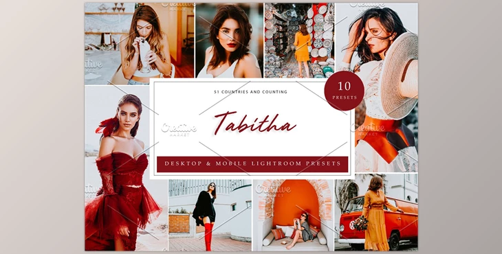 Download 10 x Lightroom Presets, Tabitha CreativeMarket-5962697 (LRTEMPLATE, DNG, XMP)