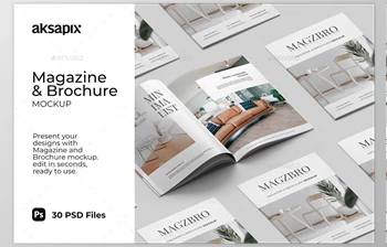 Download <span class='badge badge-warning'>Magazine</span> and Brochure Mockup GraphicRiver-31574226 (PSD, PNG, JPG)