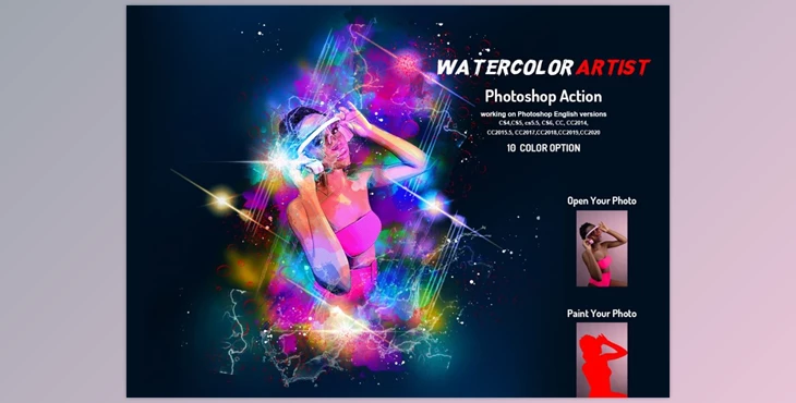 Download Watercolor Artist Photoshop Action CreativeMarket-6004640 (ATN, ABR)