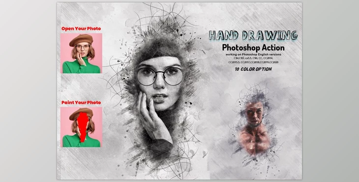 Download Hand Drawing Photoshop Action CreativeMarket-6029285 (ATN)