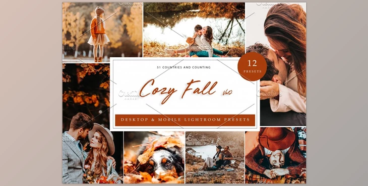 Download 12 Lightroom Presets Cozy Fall Vol 2 CreativeMarket-5962501 (LET, DNG, XMP)