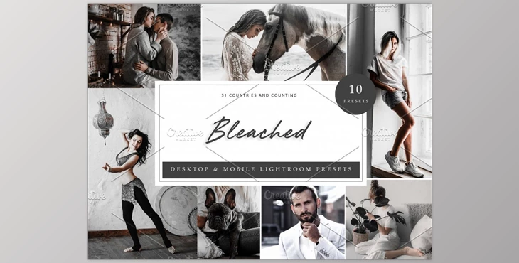 Download 10 x Lightroom Presets, Bleached CreativeMarket-5960696 (XMP, DNG, LRT)