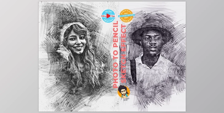 Download Photo to Pencil Sketch Effect CreativeMarket-6117774 (ATN, PAT, ABR)