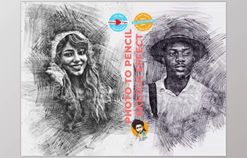 Download Photo to Pencil Sketch <span class='badge badge-warning'>Effect</span> CreativeMarket-6117774 (ATN, PAT, ABR)
