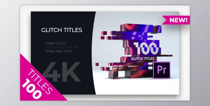 Download 100 Glitch Titles MOGRT (Videohive 23110193)
