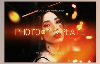 Download Photo Template With Red <span class='badge badge-warning'>Light</span> <span class='badge badge-warning'>Leaks</span> and Neon Text by Sko4 (PSD, PDF)