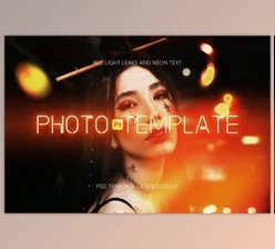 Download Photo Template With Red Light Leaks and Neon Text by Sko4 (PSD, PDF)