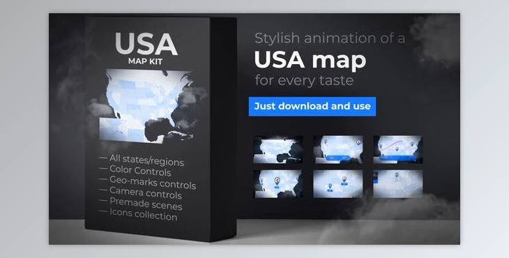 Download USA Map: United States of America with States – VideoHive 23986214 - AE Project