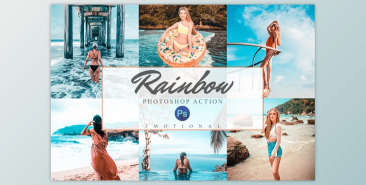 Download 11 Rainbow Photoshop Actions, ACR, LUT by 3Motional (atn, xmp, cube)