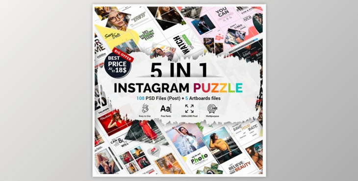 Download Instagram Puzzle Bundle By Roobii (PSD)