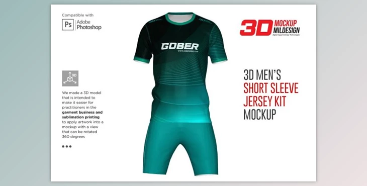 Download 3D Men’s O-neck Jersey kit Mockup By Mildstudio (PSD)