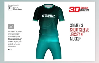 Download 3D Men’s O-neck Jersey <span class='badge badge-warning'>kit</span> Mockup By Mildstudio (PSD)