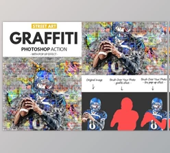 Download Graffiti Effect with Pop Up Photoshop Action By psddude (ABR, PAT, ATN)