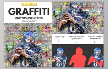 Download Graffiti <span class='badge badge-warning'>Effect</span> with Pop Up Photoshop Action By psddude (ABR, PAT, ATN)
