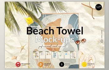Download <span class='badge badge-warning'>Beach</span> Towel Mock-ups Set By Mocca2Go