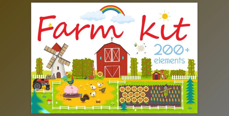 Download Huge Set of Farm Elements By Moonery’s (PNG, PAT, AI)