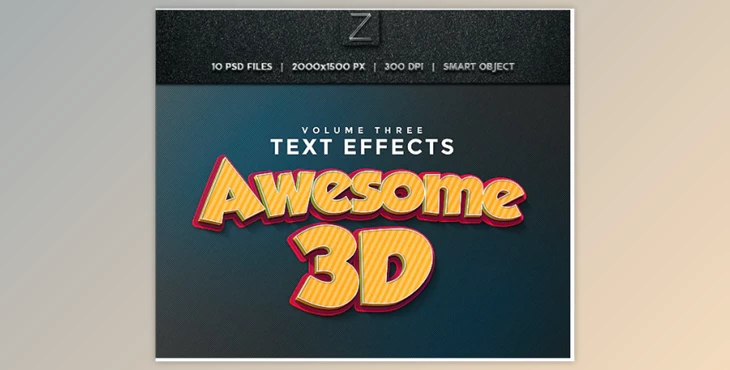Download 3D Text Effects Vol.3 By Zeppelin Graphics (PSD)
