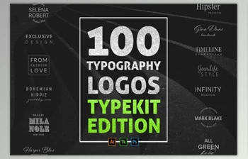 Download 100 Typography Logos Typekit <span class='badge badge-warning'>Edition</span> By AgataCreate