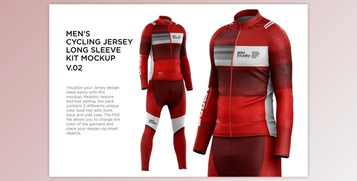 Download Men’s Cycling Jersey Kit Mockup v.02 By Mildstudio (psd)
