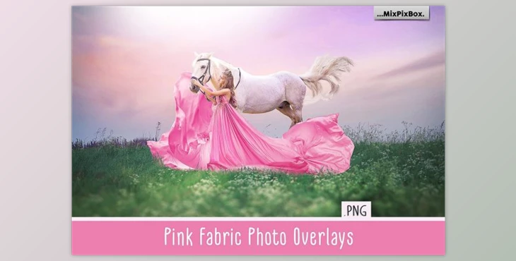Download Pink Flying Fabric Photo Overlays By MixPixBox (PNG)