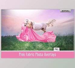 Download Pink Flying Fabric Photo Overlays By MixPixBox (PNG)
