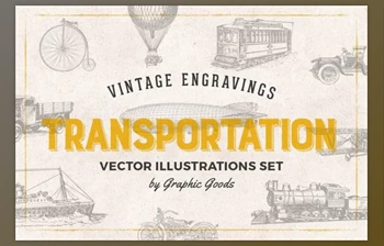 Download Transportation Engravings Set By <span class='badge badge-warning'>Graphic</span> Goods