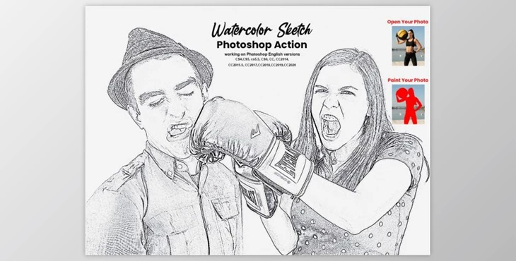 Download Watercolor Sketch Photoshop Action By Studio Retouch