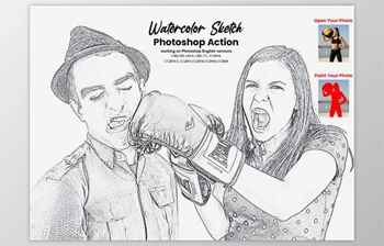 Download Watercolor Sketch Photoshop Action By <span class='badge badge-warning'>Studio</span> Retouch