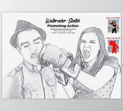 Download Watercolor Sketch Photoshop Action By Studio Retouch