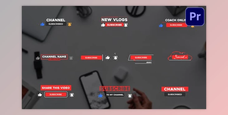 Download Youtube Subscribe Buttons - Premiere Pro MOGRT (Videohive 32323216) - PR Project