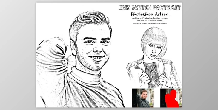 Download Ink Sketch Portrait Photoshop Action By Studio Retouch (Atn, pdf, txt)