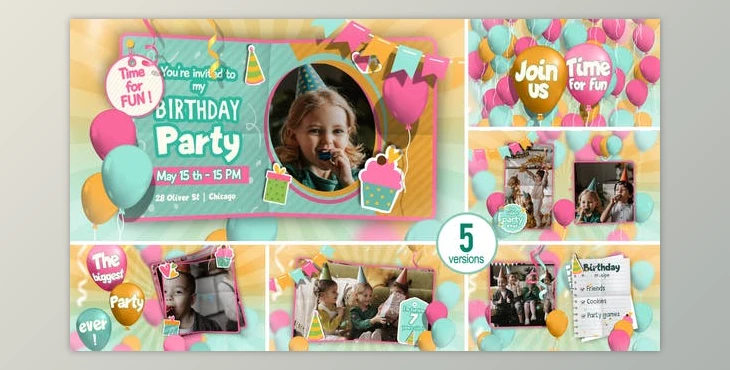 Download Happy Birthday invitation and Slideshow (Videohive 32337846) - AE Project