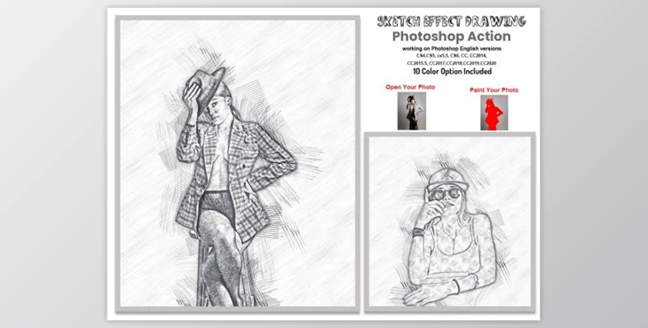 Download Sketch Drawing Effect PS Action By Studio Retouch