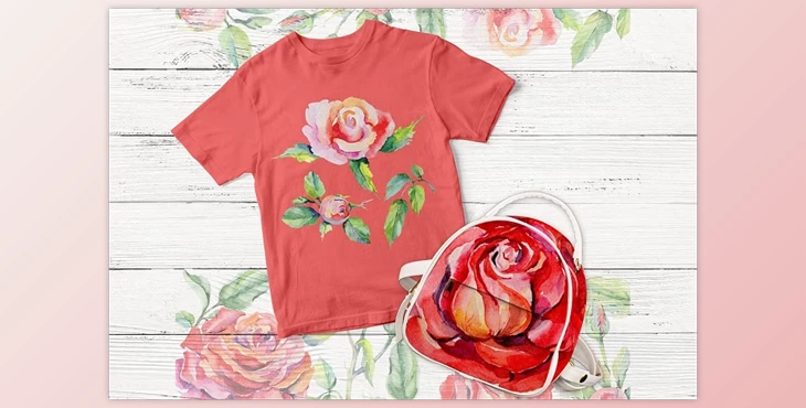 Download Elegant Red Roses PNG Watercolor Set By WatercolorPNG