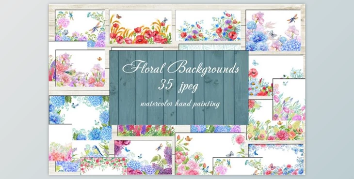 Download Floral Backgrounds Watercolor By MitrushovaArt (JPEG, DPI)