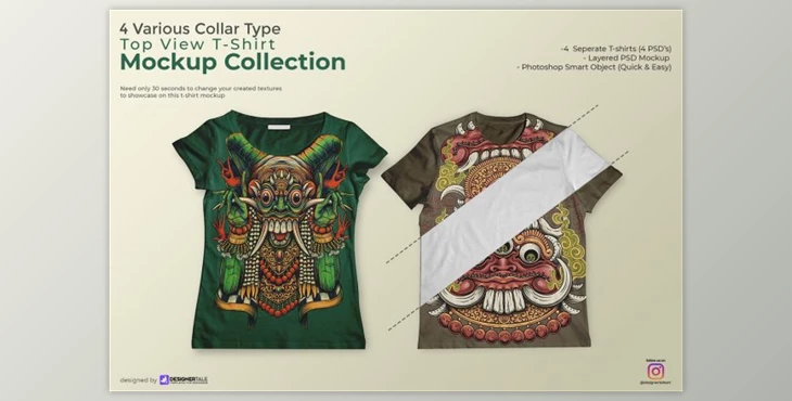 Download Multiple Collar Type T Shirt Mockup By Designertale