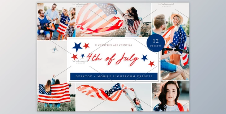 Download 12 x Lightroom Presets, 4Th July By Kzara Visual Concepts