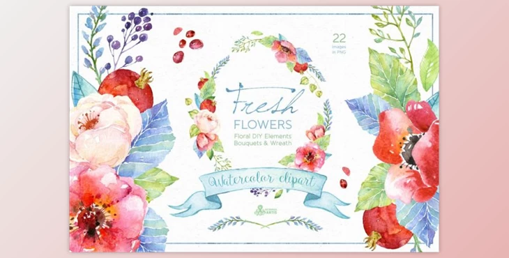 Download Fresh Flowers Watercolor Pack By Octopusartis (PNG)