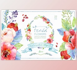 Download Fresh Flowers Watercolor Pack By Octopusartis (PNG)