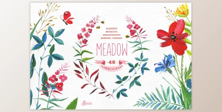 Download Meadow. Floral clipart By OctopusArtis (PNG)