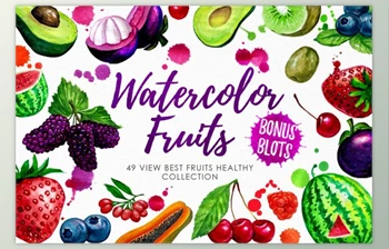 Download Watercolor Fruits Vol. <span class='badge badge-warning'>3</span> By Graphobia (PNG, PSD)