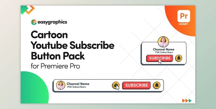 Download Cartoon Youtube Subscribe Button Pack for Premiere Pro (Videohive 32580124)
