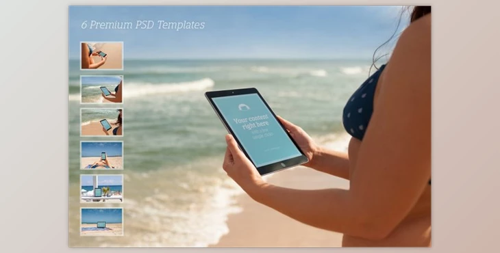 Download Beach Mockup Bundle – 6 Premium PSDs By ScenicScreens