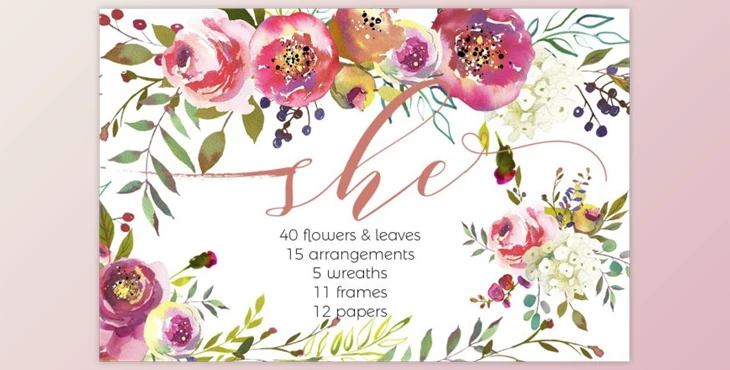 Download Peach Peonies Watercolor Flowers Set By whiteheartdesign (PNG)